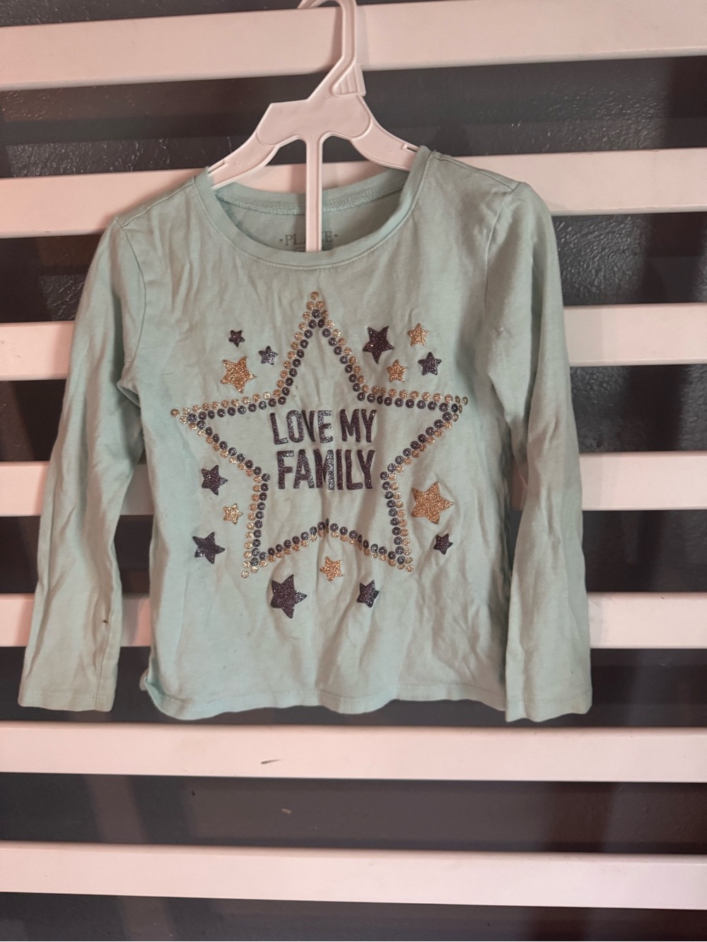 The Children's Place Light Mint Long-Sleeve 'Love My Family' Star Tee
